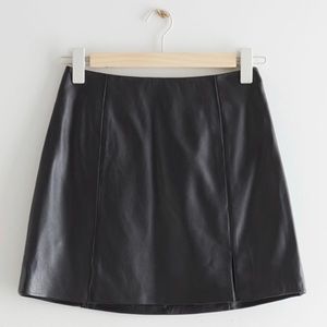 & Other Stories Leather A Line Mini Skirt NWT